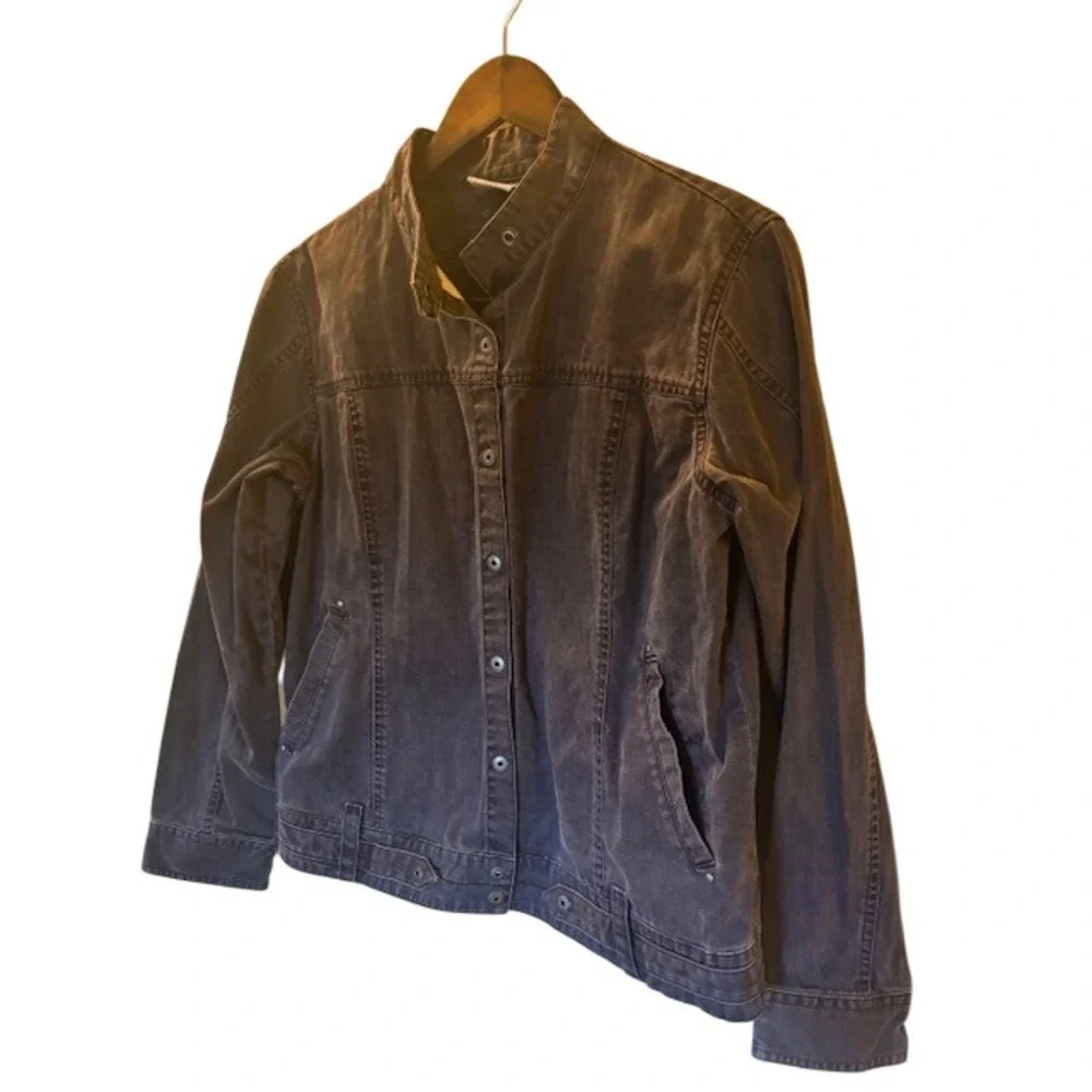 Columbia Sportswear XCO Women's XL Grey/Black Denim Jacket Mandarin Collar
